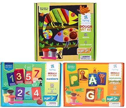         Pepplay clay dough art kit for kids, DIY Dry Clay Art set for 3 years+ Reusable and Non-Toxic DIY clay kit (Creative design art cards with colour clay boxes) Birthday Return Gifts for Kids (pack of 3)       