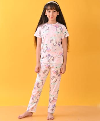 UNICORN HEART SHORT SLEEVE PYJAMA SET - PINK-0-6 MONTHS / 2N / PINK