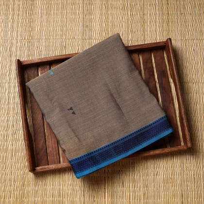 Brown - Pure Handloom Thread Buti Mul Cotton Unisex Kurta Material - 2.5 Meter