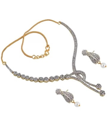 PUJVI Off White Alloy Necklace Set ( Pack of 1 ) - Off White