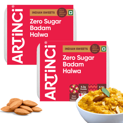 Pure Ghee Badam Halwa (Almond) | High Protein | Sugar Free, Diabetic Friendly-400g (2 X 200g)