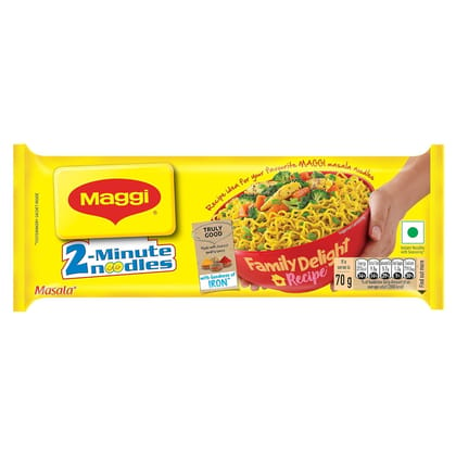 Maggi 2-Minute Instant Noodles, Masala Noodles With Goodness Of Iron, 280G Pouch