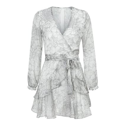Vintage Printed Summer Dress for Women-White / M