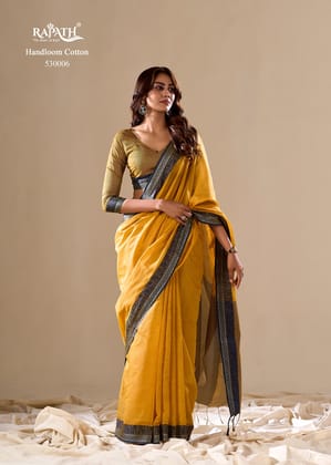 Pure Cotton Sarees Collection-Yellow