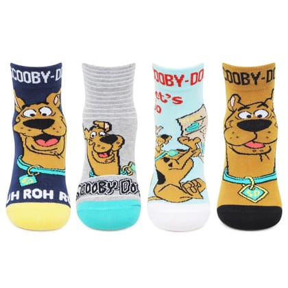 Scooby Doo Ankle length Multicolored Cotton Socks For Kids - Pack Of 4 Assorted 3-5 Years