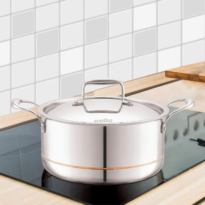 5-Ply Stainless Steel Casserole with Lid Silver 3 Litres