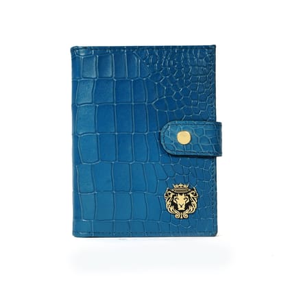 Foldable Passport Holder in Sky Blue Croco Textured Leather-FS