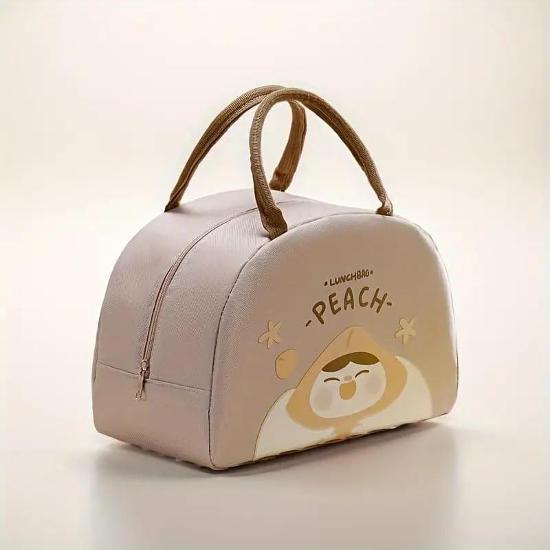 Cute Insulated Lunch Bag for Kids & Adults-Peach