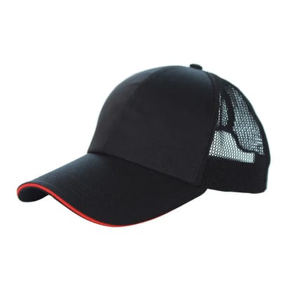 Outdoor Sun Hat Sun Protection Cap-Black red / adjustable