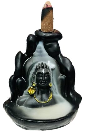 Satguru Smoke Fountain Lord Shiva Adiyogi Statue Cone Incense Holder Showpiece with 10 Free Smoke Cones