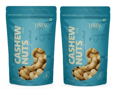Vishnu Delight Premium Quality Plain Salted Flavored Cashew Nuts 85gm Pouch - Rich in Protein, Fiber and Healthy Fats Pack of 2