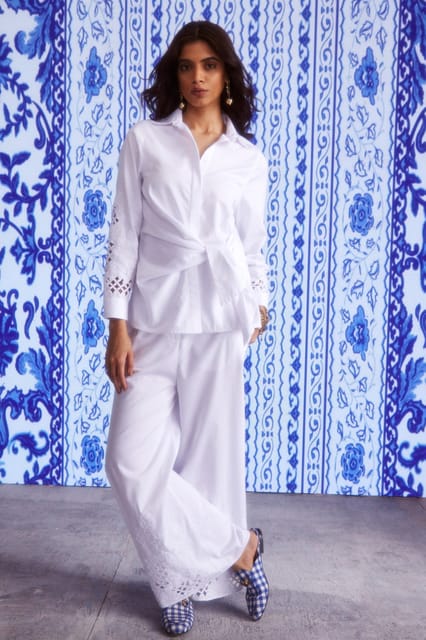 CUTWORK CUFF PANT-XS / White