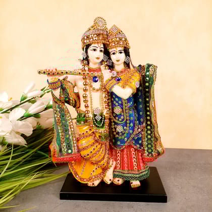 Radha Krishna Murti | Shri Radhe Krishna Statue Idol - for Home, Table, Living Room, Office, Puja , Entrance Decoration & Gifts -12 Inch