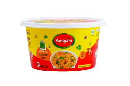 Amajain Instant Sattvik Sambar Rice, Ready-to-Eat, No Added Preservatives, No Added Flavours, Jain-Friendly, 70g (Pack of 12)