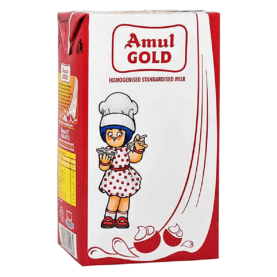 Amul Gold Homogenised Standardised Milk, 1 L Carton