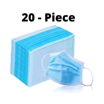 Denzcart 3 ply surgical mask with nose wire, 3 Layer Use & Throw Masks for Men / Women- 20 piece  by Ruhi Fashion India