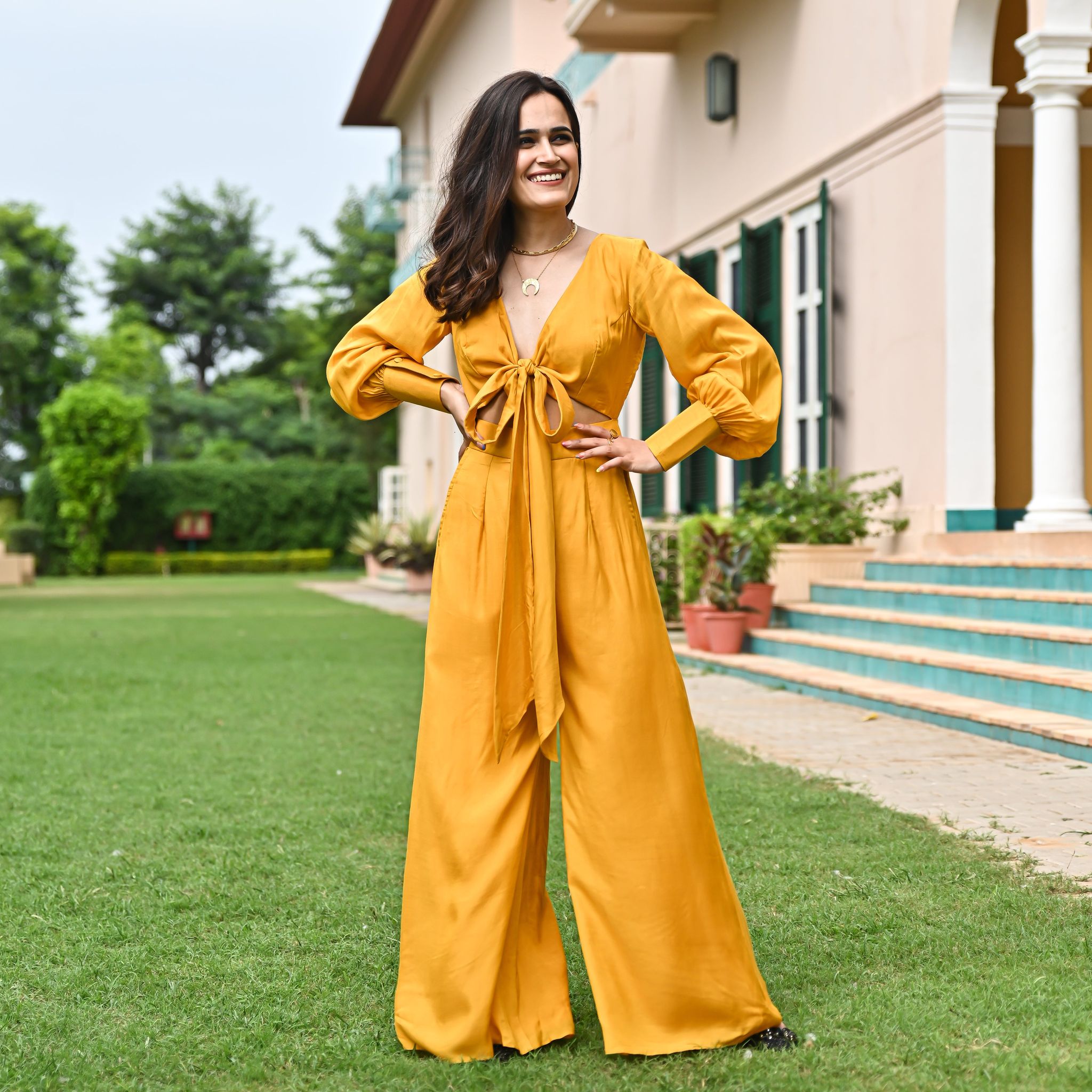 Medallion Wraparound Jumpsuit-XS
