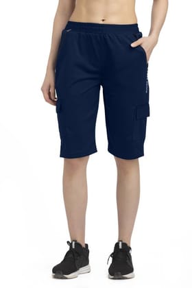 Solid Women Dark Blue Cargo Shorts, Sports Shorts, Casual Shorts, Regular Shorts