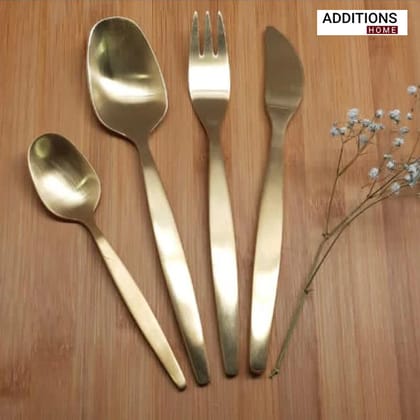 24pcs Luxury Chrome Plated Classic Cutlery Set Dinner Spoon Knives Fork Set Stainless Steel Tableware Dinner Set with Black Gift Box-Gold
