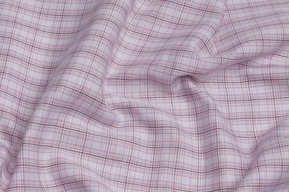 Linen Cotton Blend, Yarn Dyed Checks, Plain,White And Pink And BrownMen And Women, Unstitched Shirting Or Top Fabric-1 Meter