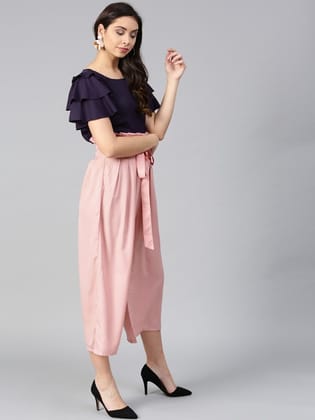 Round Neck Ruffled Top & Trousers