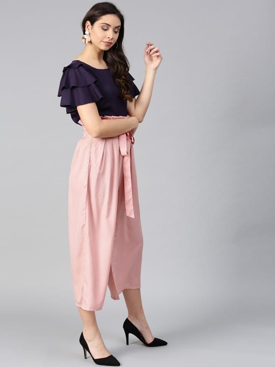 Round Neck Ruffled Top & Trousers