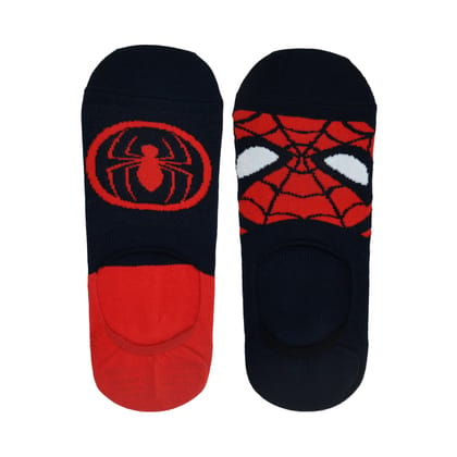 Balenzia x Marvel The Amazing Spider-Man Loafer/Invisible socks for Men (Pack of 2 Pairs/1U)(Free Size) Red,Blue-Stretchable from 25 cm to 33 cm / 2N