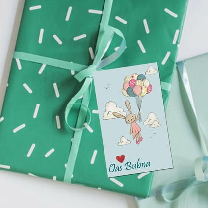 Gift tags / Gift Stickers - Vintage Bunny-Lots Of Love / Flat Cards - No Ribbons / Set of 10