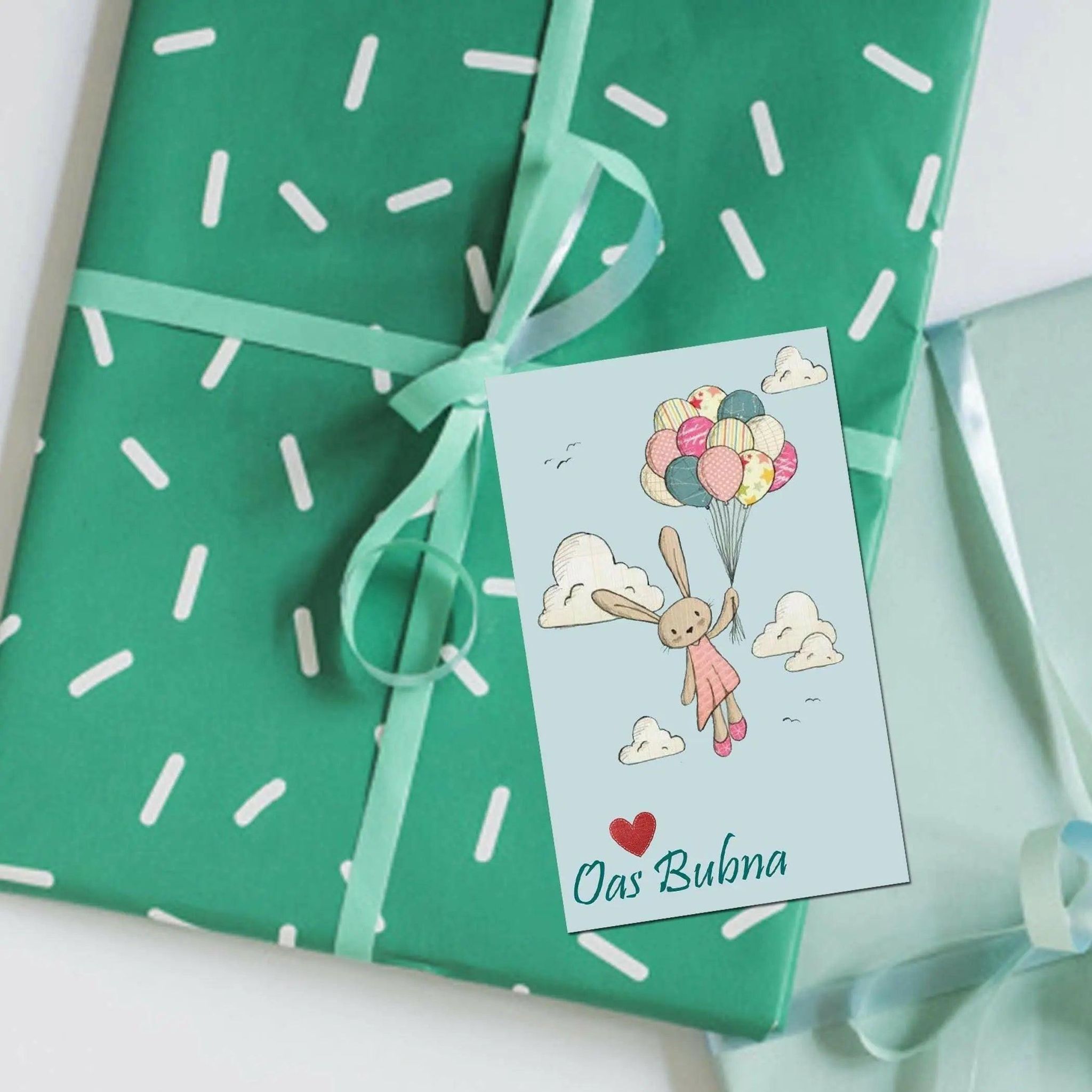 Gift tags / Gift Stickers - Vintage Bunny-Lots Of Love / Flat Cards - No Ribbons / Set of 10