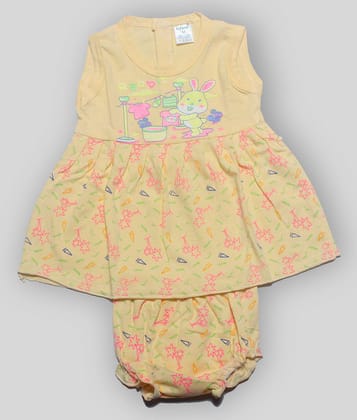 INFANT baby girls cotton  sleeve less frock with pant .(Pack Of 1) - None