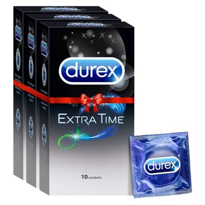 Durex Extra Time Condoms for Men - 10 Count (Pack of 3) - [Discreet Packaging]