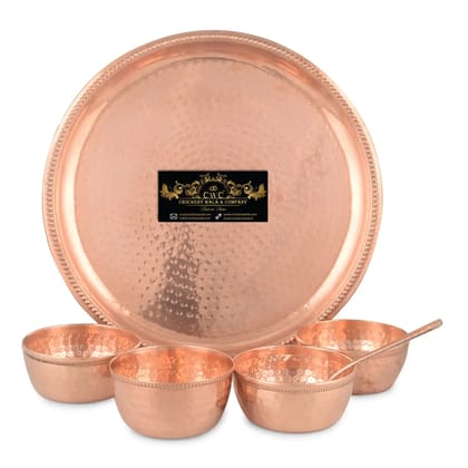 Pure Copper Plate Set 6 Pcs W/O Glass Hammered Design
