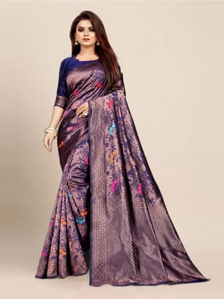 Floral Woven Design Zari Banarasi Saree