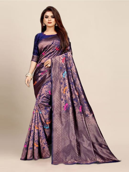 Floral Woven Design Zari Banarasi Saree