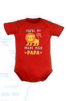 You're My Mane Man Papa Baby Romper | Onesies-Baby Romper / 0-3 Months / Red