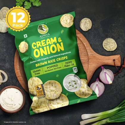 Brown Rice Crisps Cream & Onion - 20gm (Pack of 12)-20 gm