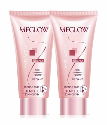 Meglow Anti Ageing Cream with Passion Fruit Oil and Peptides for Wrinkles & Fine Lines (30g x 2)