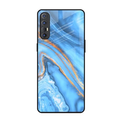 Vibrant Blue Marble Glass Case for Oppo Reno 3 Pro