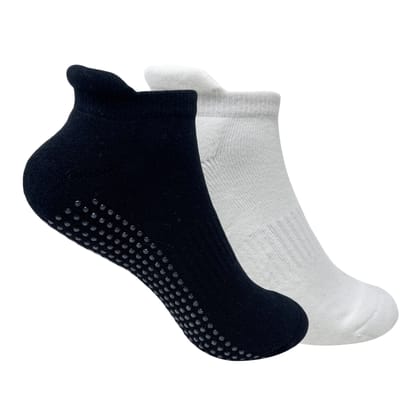 Elderly Care Silicone Grip No Fall Socks For Men & Women Set of 3 - Black, White