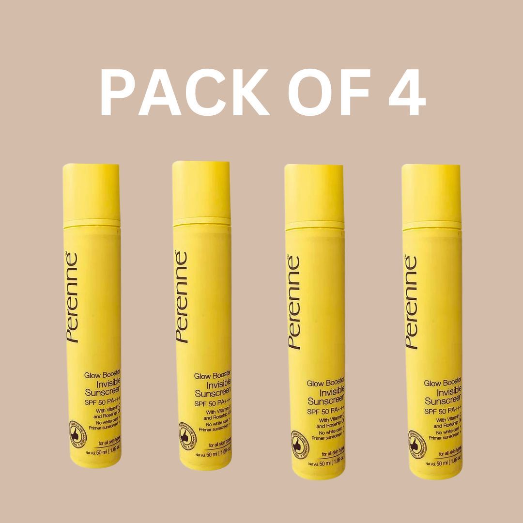 Pack Of 4 Glow Booster Invisible Sunscreen SPF 50 PA+++ (50ml x 4)