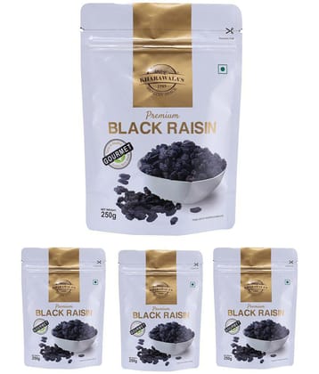 KHARAWALA''s Afghan Black Raisin with Seed Pack of 4 (250 gms each)
