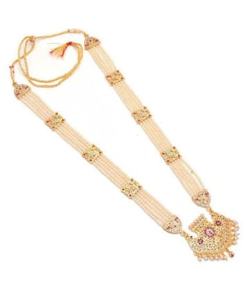 Jewar Mandi Brass Multi Color Traditional Necklace Long Haram - Multi Color