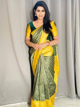 Ethnic Motifs Woven Design Zari Banarasi Saree