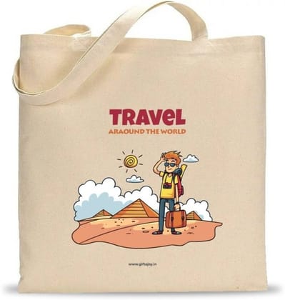 gift a joy Travel world male Tote bag Multipurpose Bag  (Beige, 10 L)