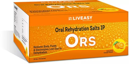 Liveasy Wellness Oral Rehydration Salts-20.5g Sachet -Orange Flavour pack of 10