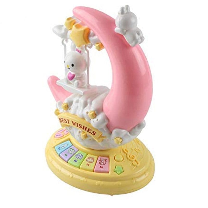 MM TOYS ELECTRONIC ORGAN CARTOON MOON RABBIT MUSICAL TOY PIANO FOR KIDS - MULTICOLOR