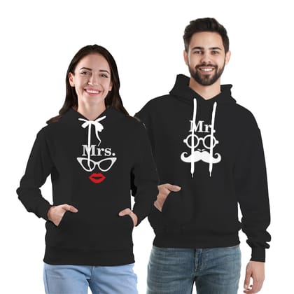 Mr Mrs Muchchad Couple Hoodie-Black / S / S