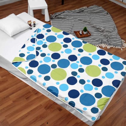 Blue And White 144 TC 100% Cotton Polka Dotted Pattern Baby Single Bed AC Blanket Dohar for Kids-Kids / Blue And White / KTB_GB-2032