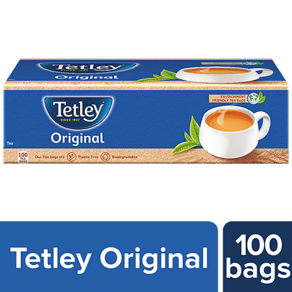 Tetley Black Tea - Original, Classic Assam Blend, Staple-Free, Environment Friendly Bags, 170 G (100 Bags X 1.7 G Each)