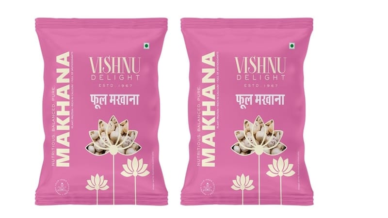 Vishnu Delight Premium Quality Phool Makhana Fox Nuts Healthy Snacking Option Crunchy and Delicious Vegan Gluten-Free Pack - 2 of 250g Each